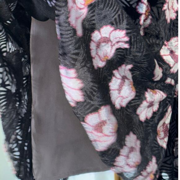 Loft Velvet Burnout Shift Dress Y2K Black Knee Length Boho Whimsigoth Size XS - Picture 5 of 10